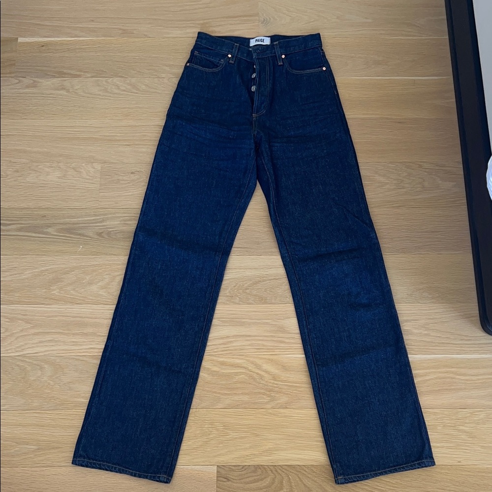 PAIGE Dark Blue Sawyer Wide Leg Jeans